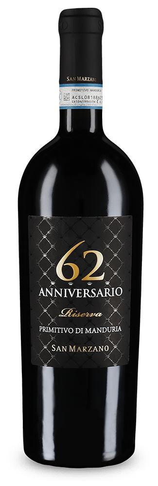 Cantine San Marzano Anniversario 62 Primitivo di Manduria Riserva 2019 – Gold